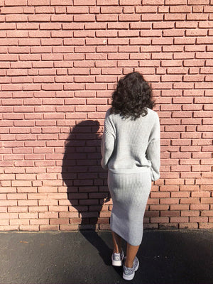 Always Good | Two-Piece Sweater & Skirt Set (Grey)