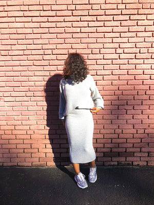 Always Good | Two-Piece Sweater & Skirt Set (Grey)