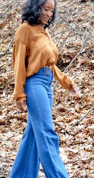 Brown Sugar | Button Crop Top with Draw String