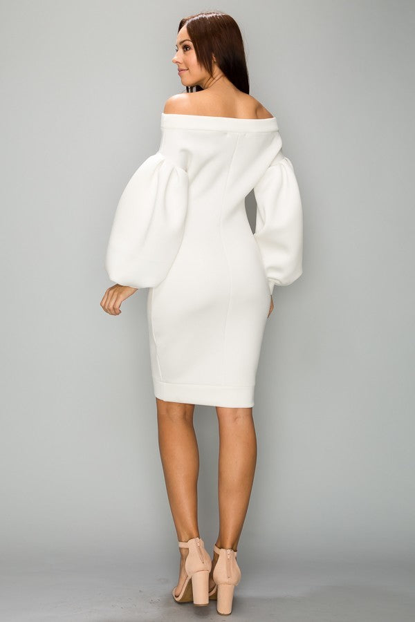 White Off-The-Shoulder Bodycon Dress