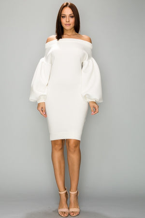 White Off-The-Shoulder Bodycon Dress