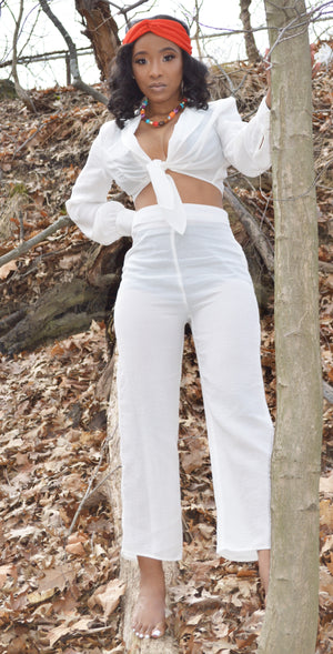 Adorn Top |  White Crop Wrap Top